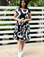 Black Poly Rayon Floral Printed Casual Midi Dress