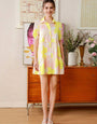 Yellow And Cream Cotton Printed One Piece Mini Dress