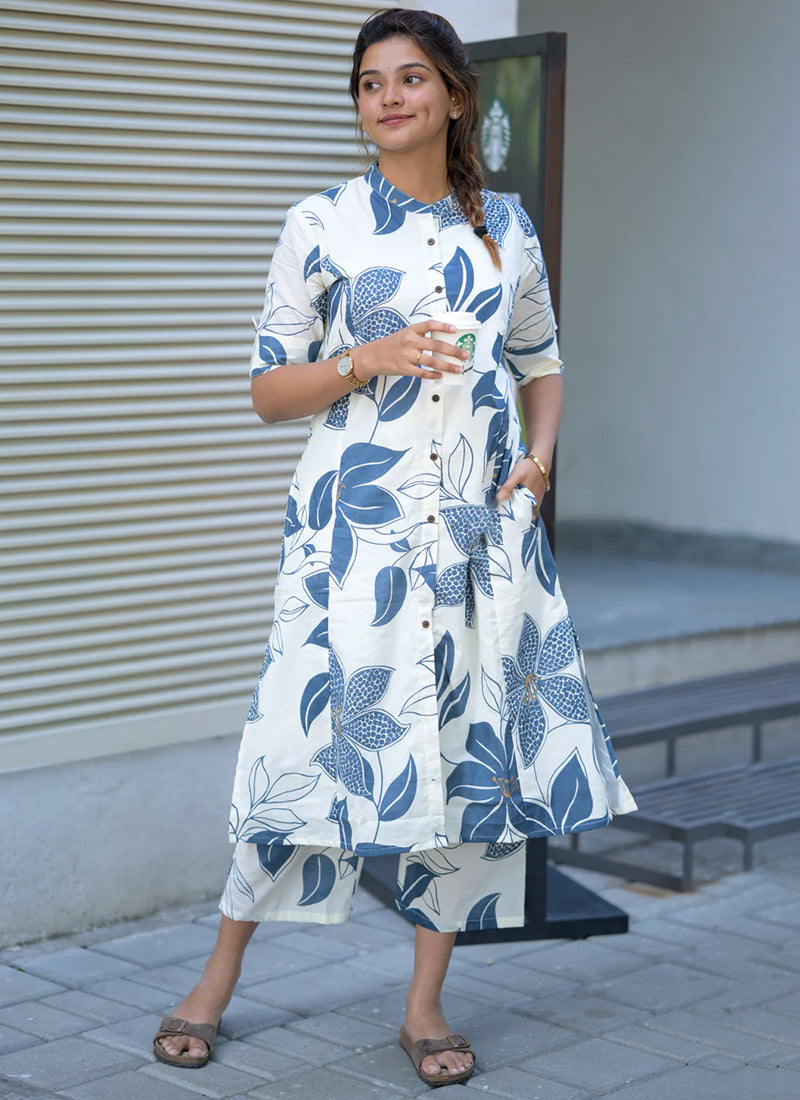 Floral printed rayon cord set