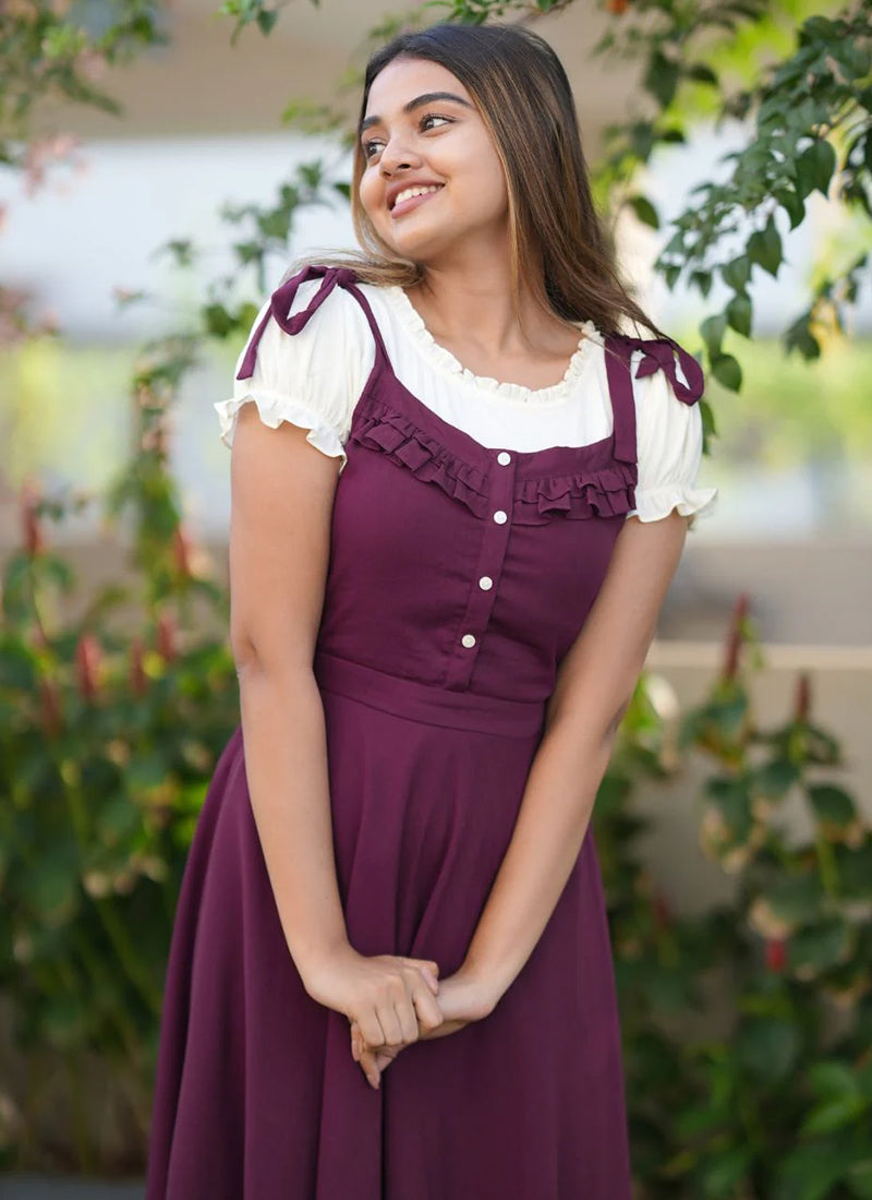 Wine Two Piece Dungaree set