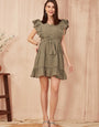 Mehndi Polyester Butterfly style  Party Wear Mini Dress