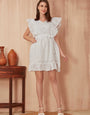 White Polyester Butterfly style  Party Wear Mini Dress