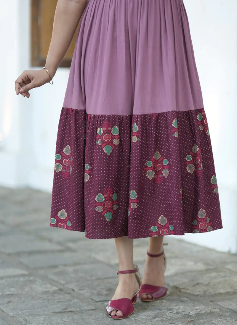 Peach Daman Printed dress