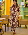 Coffee Pure rayon casual cord-set