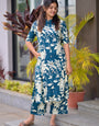 Blue Rayon cotton printed cord set