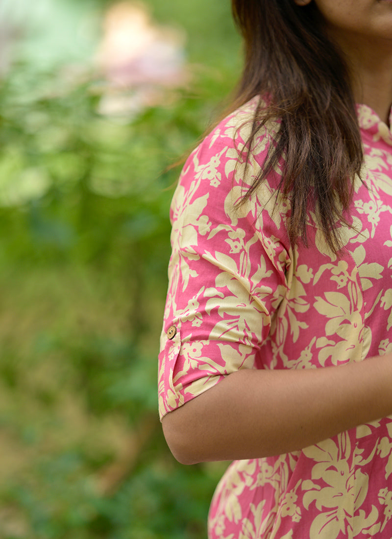 Peach Rayon Cotton Casual Cord-set