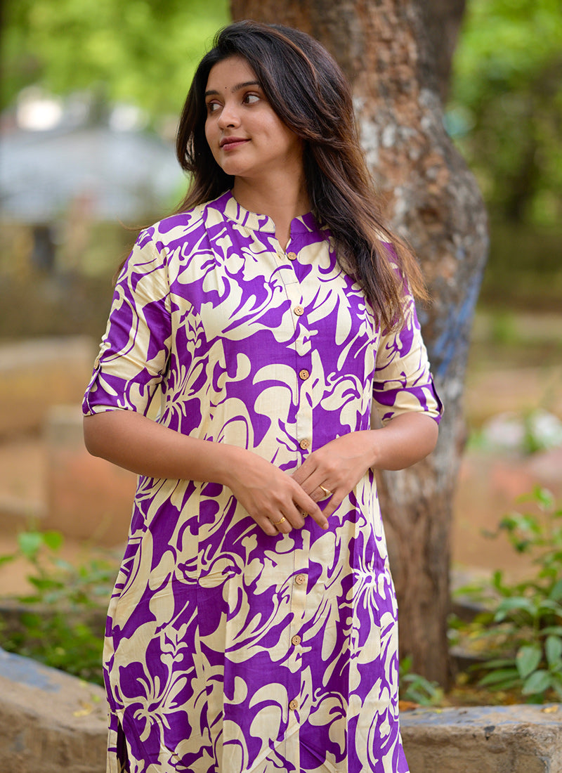 Purple Pure Rayon Cotton Cord-set