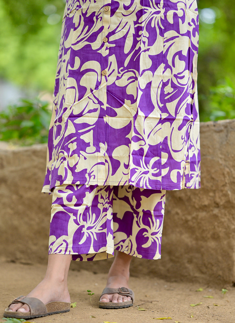 Purple Pure Rayon Cotton Cord-set