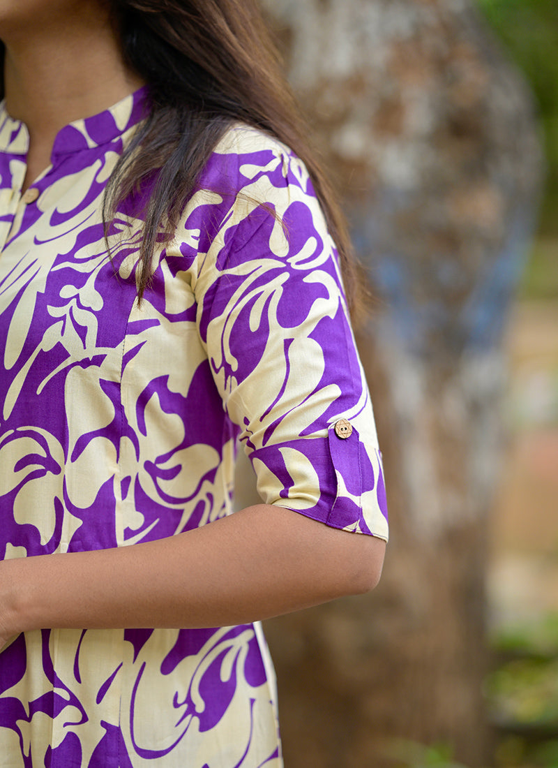Purple Pure Rayon Cotton Cord-set