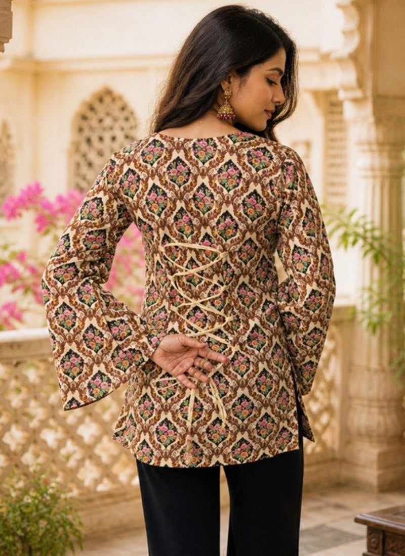 Multi Color Rayon Printed Office Wear Kurti