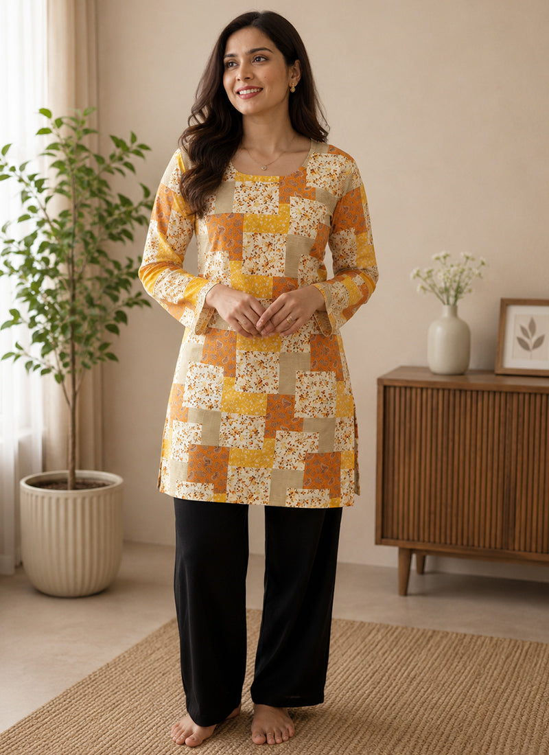 Multicolor Rayon Printed Casual Kurti