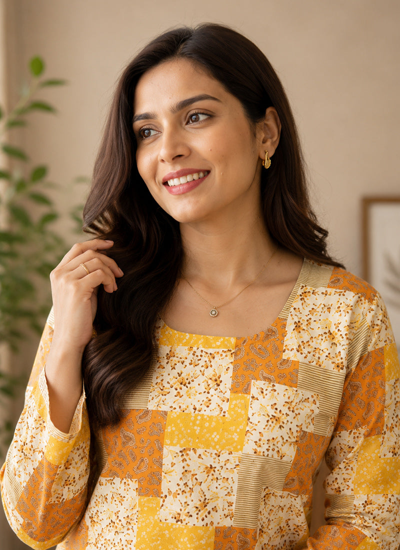 Multicolor Rayon Printed Casual Kurti