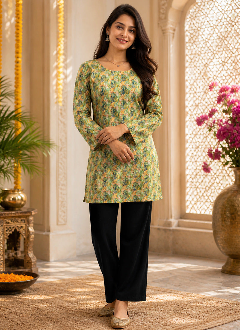 Multicolor Printed Rayon Casual Kurti