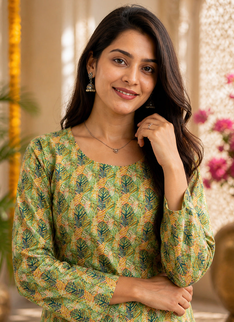 Multicolor Printed Rayon Casual Kurti
