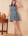 Pastal Blue Polyester Outwear Mini Dress