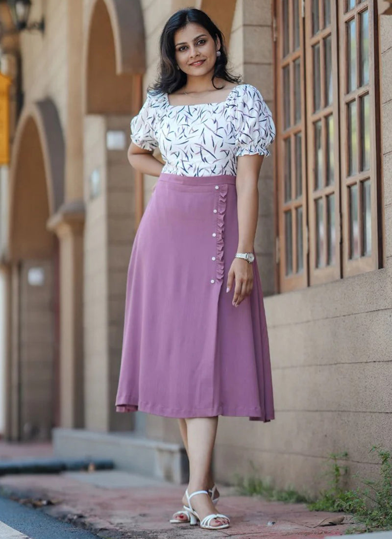 Lavender pink Printed dress