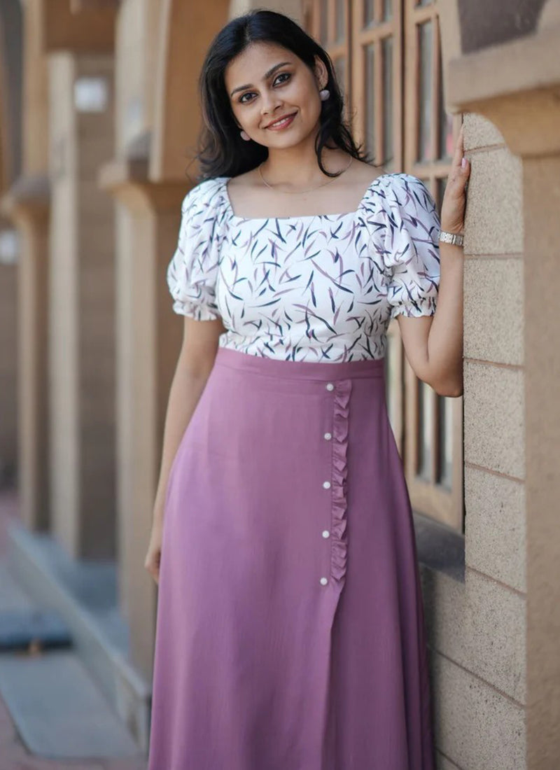 Lavender pink Printed dress