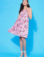 Lavender Floral Printed Smocked Mini Dress