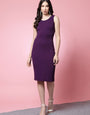 Purple Round Neck Lycra Bodycon Dress
