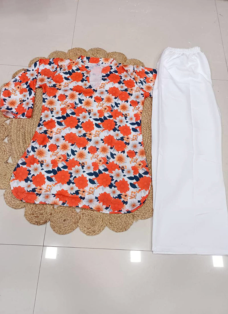 Multicolor Flower Printed Rayon Office Wear Cord Set