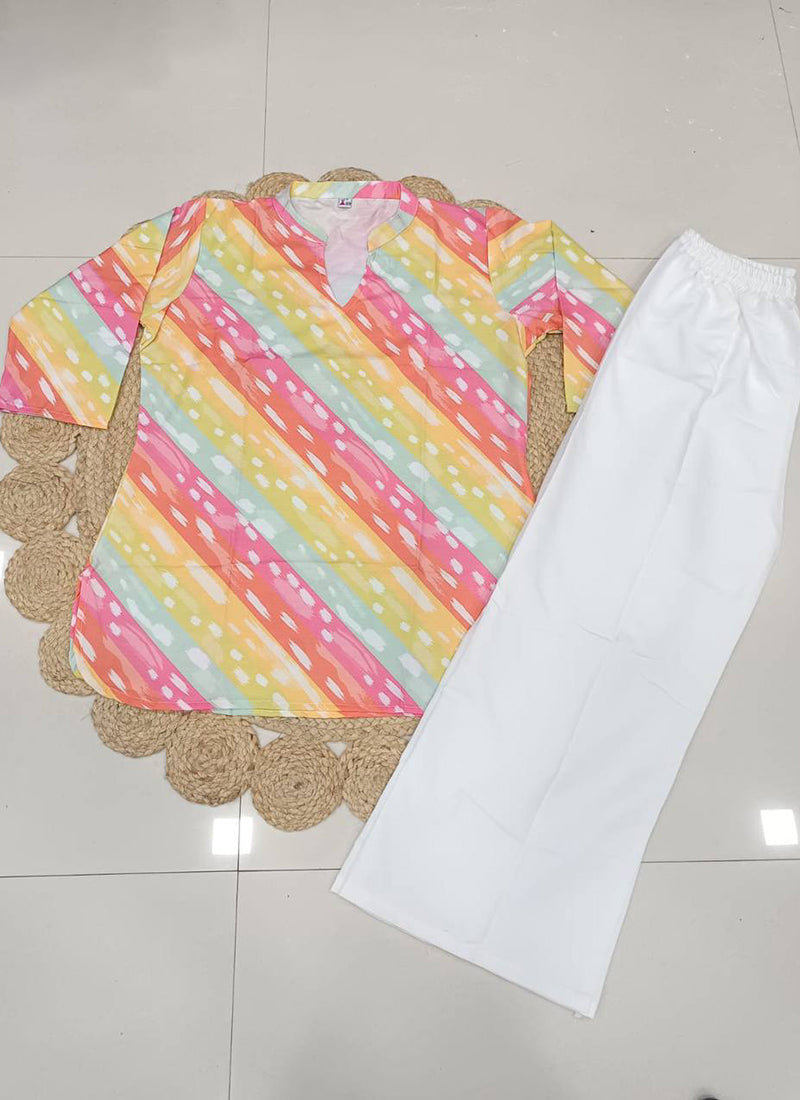 Multicolor Digital Printed Rayon Outwear Cord Set